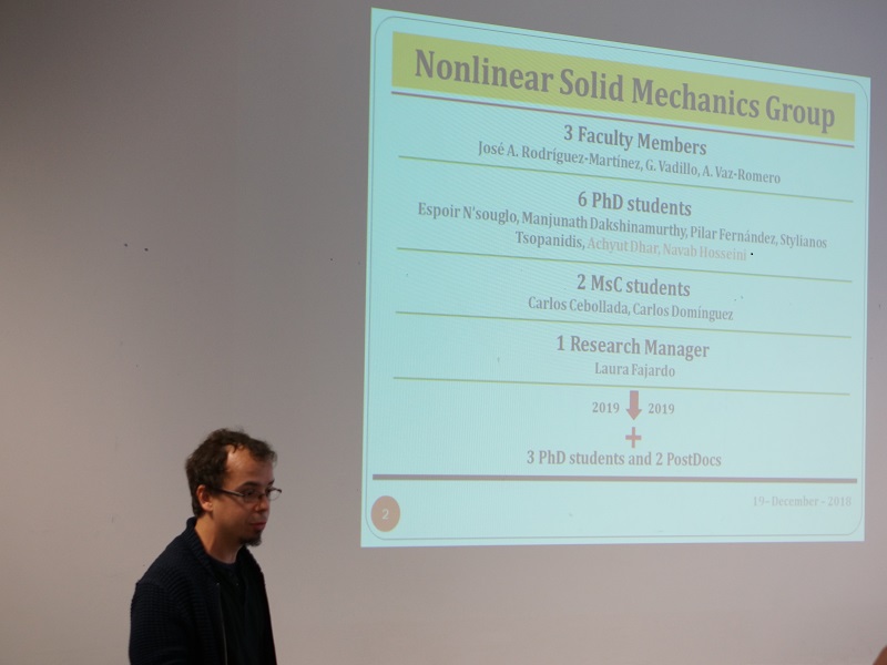 José A. Rodríguez-Martínez presenting the research activities that NSM carried out during 2018.