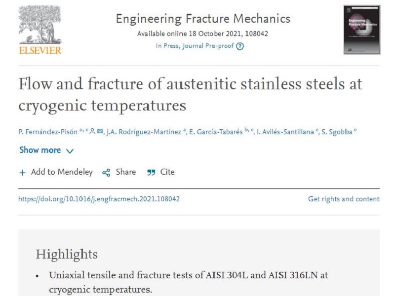 A new paper has been accepted for publication in Engineering Fracture Mechanics.